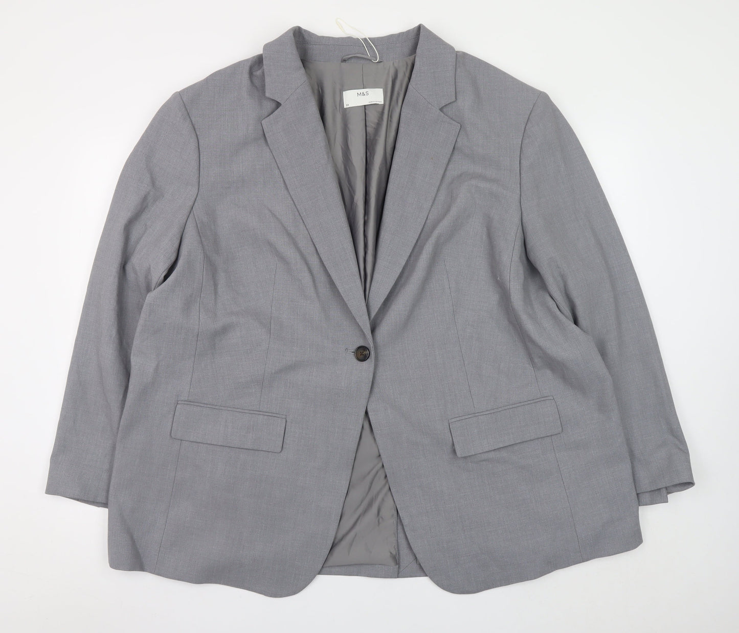 Marks and Spencer Women’s Grey Blazer Size 24 Regular Fit