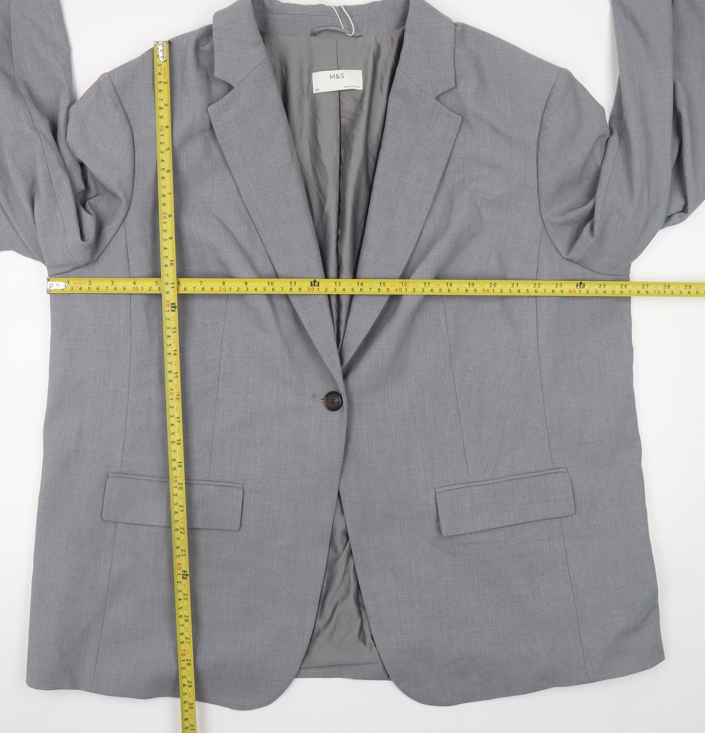 Marks and Spencer Women’s Grey Blazer Size 24 Regular Fit