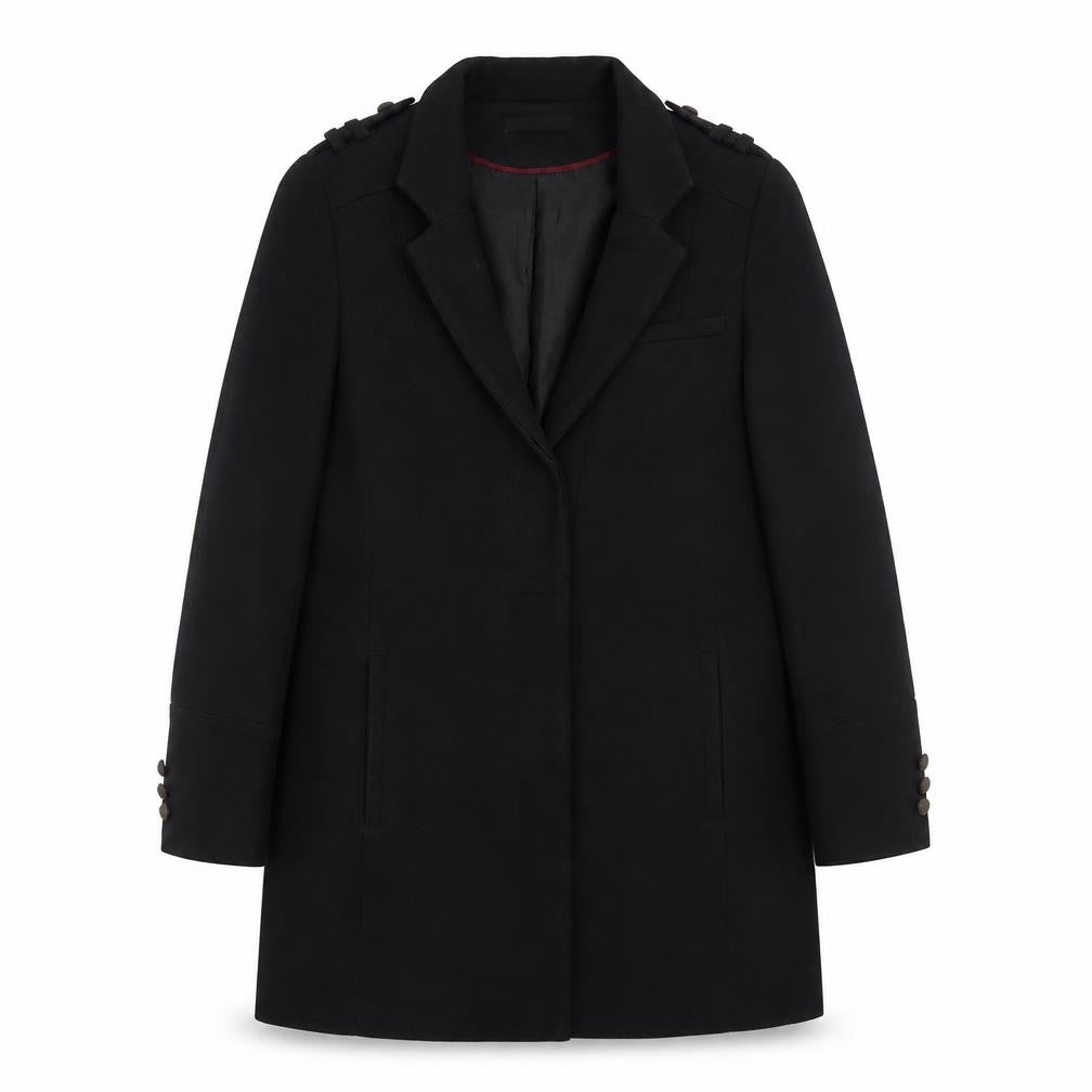 Version Originale Men's Black Mid-Length Overcoat Size 38 Classic Fit