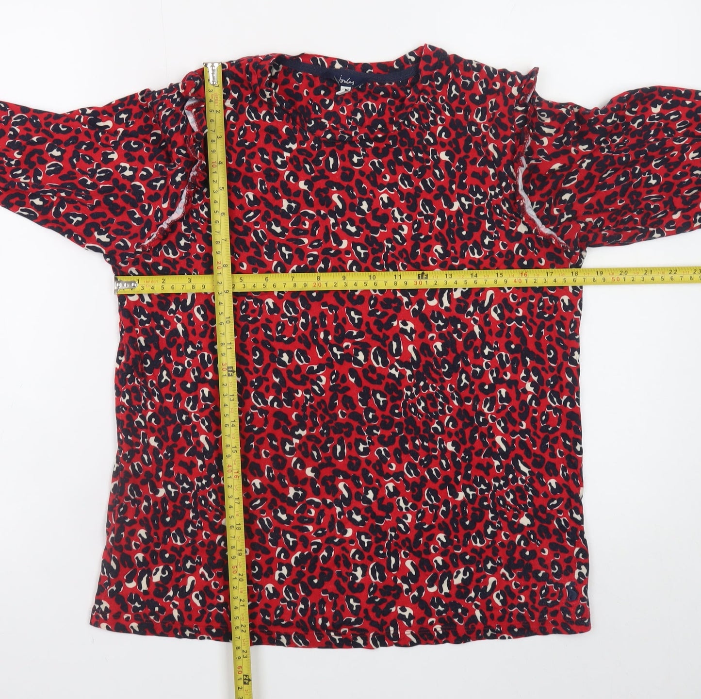 Joules Womens Red Animal Print Long Sleeve Tunic Blouse UK 12
