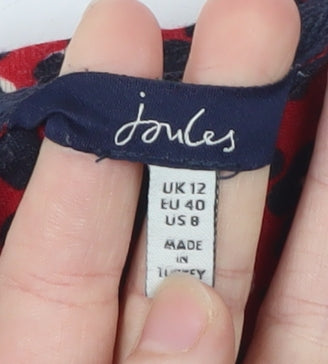 Joules Womens Red Animal Print Long Sleeve Tunic Blouse UK 12