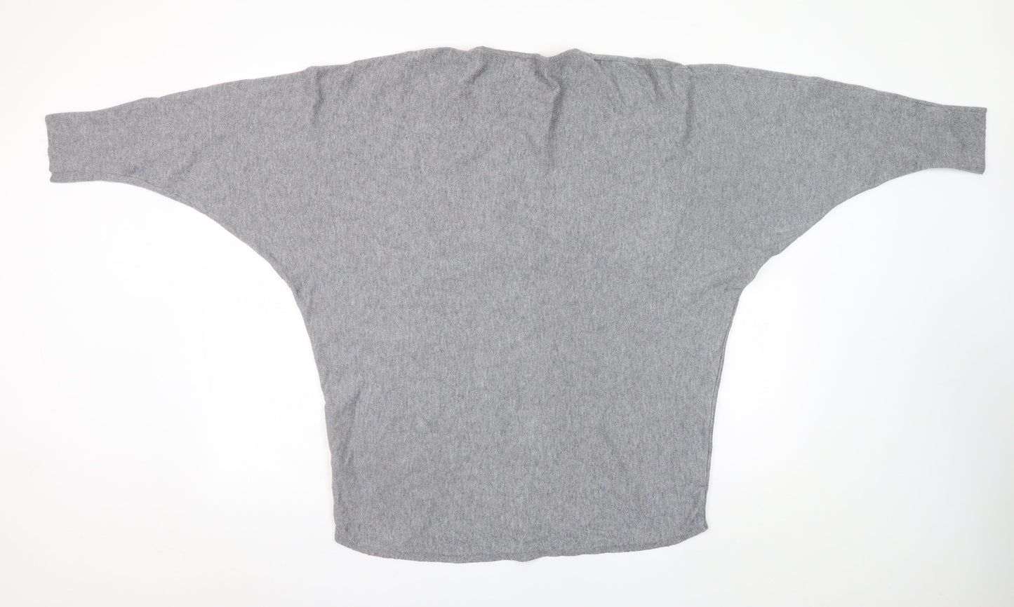 Apricot Womens Grey LOVE Beaded Crew Neck Batwing Jumper M