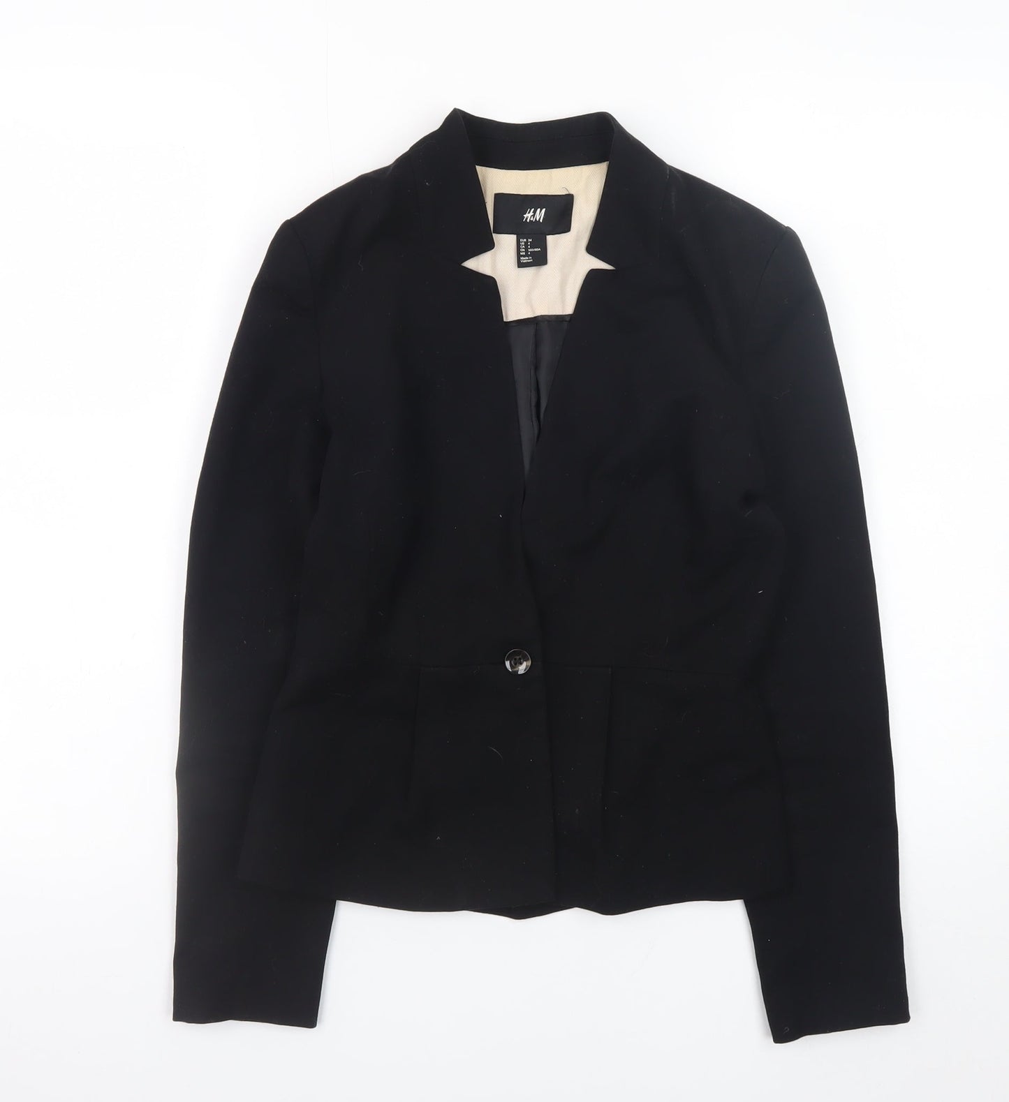 H&M Women's Black Blazer Jacket Size 8 Classic Business Style