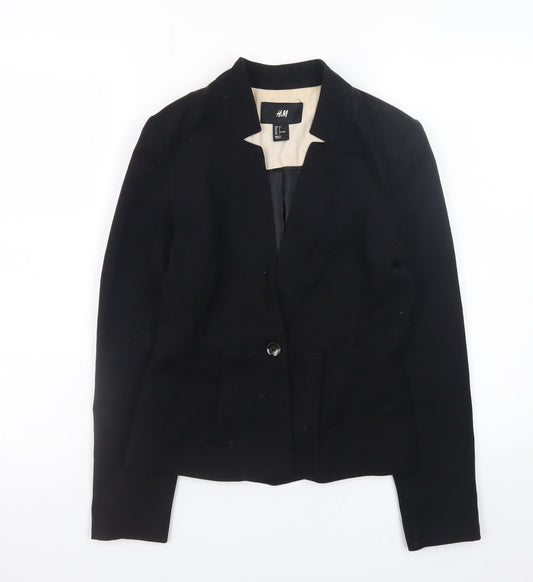 H&M Women's Black Blazer Jacket Size 8 Classic Business Style