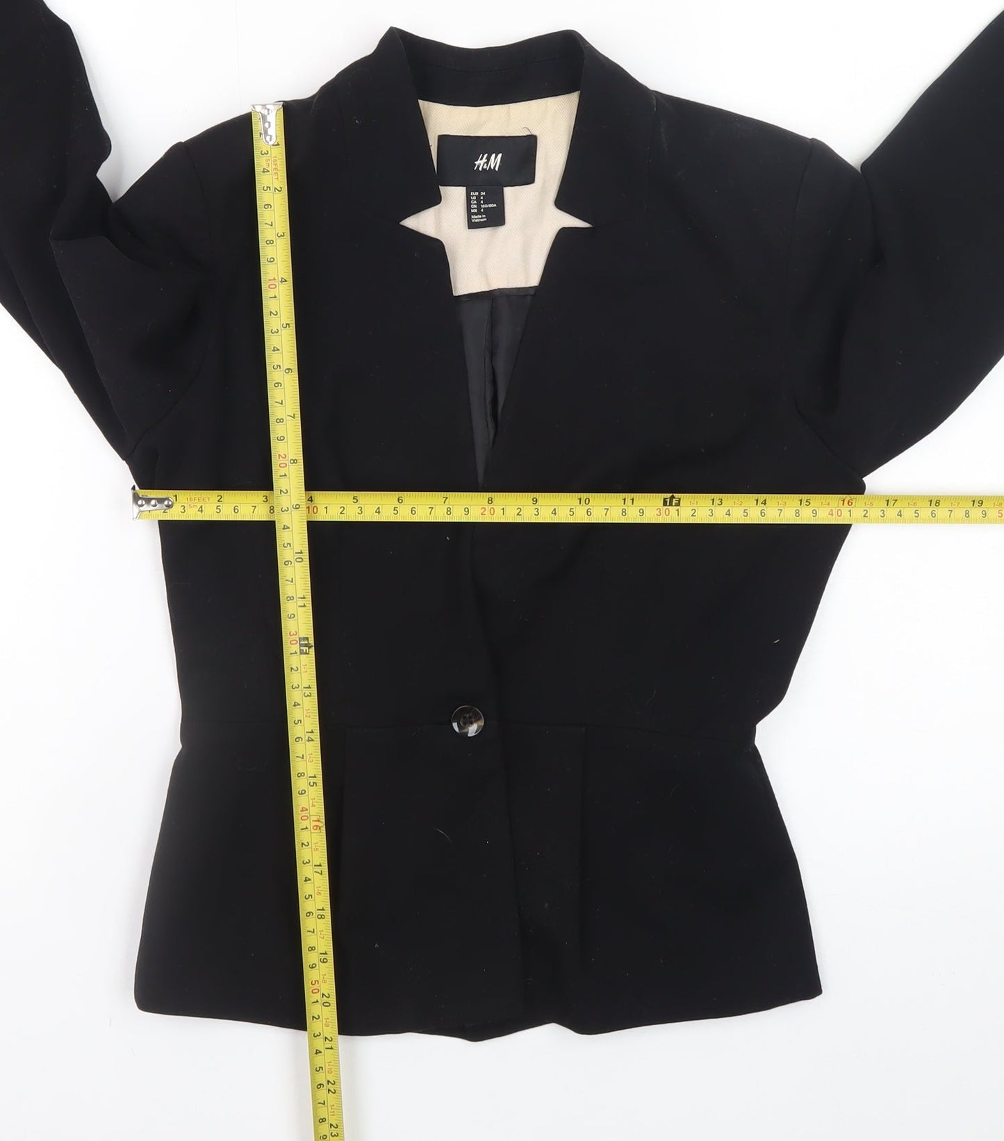 H&M Women's Black Blazer Jacket Size 8 Classic Business Style