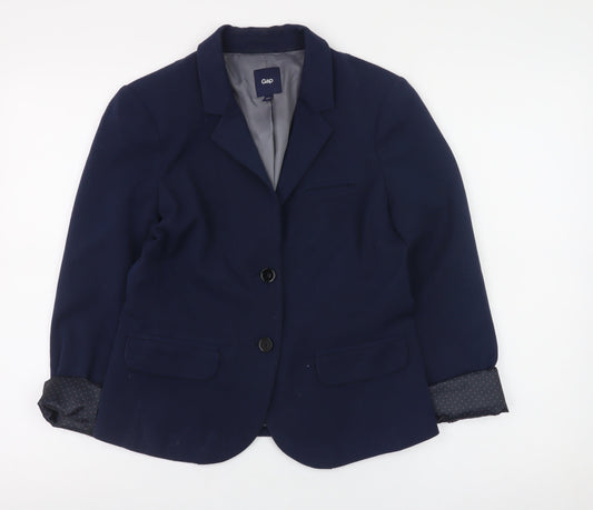 Gap Women Blue Regular Fit Blazer Jacket Size 6 Lined Business Workwear