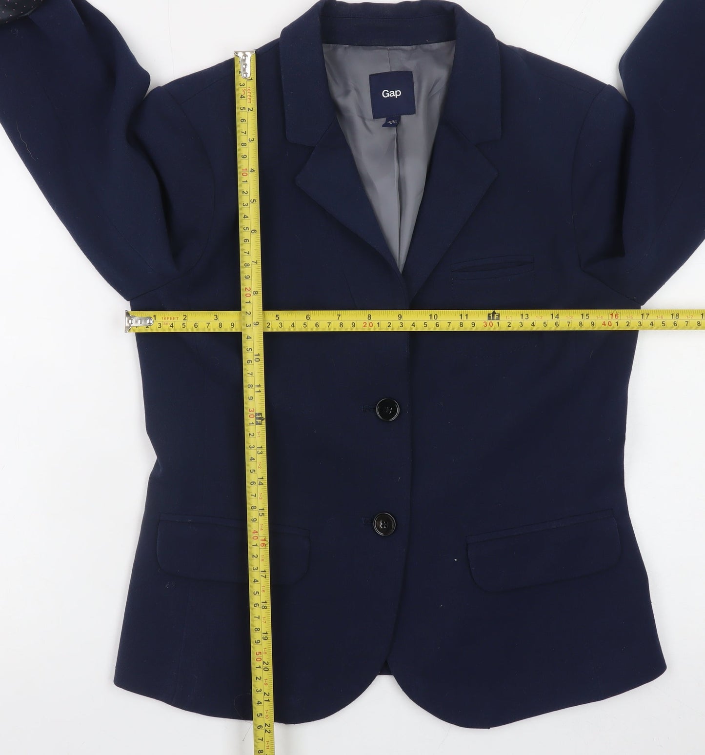 Gap Women Blue Regular Fit Blazer Jacket Size 6 Lined Business Workwear