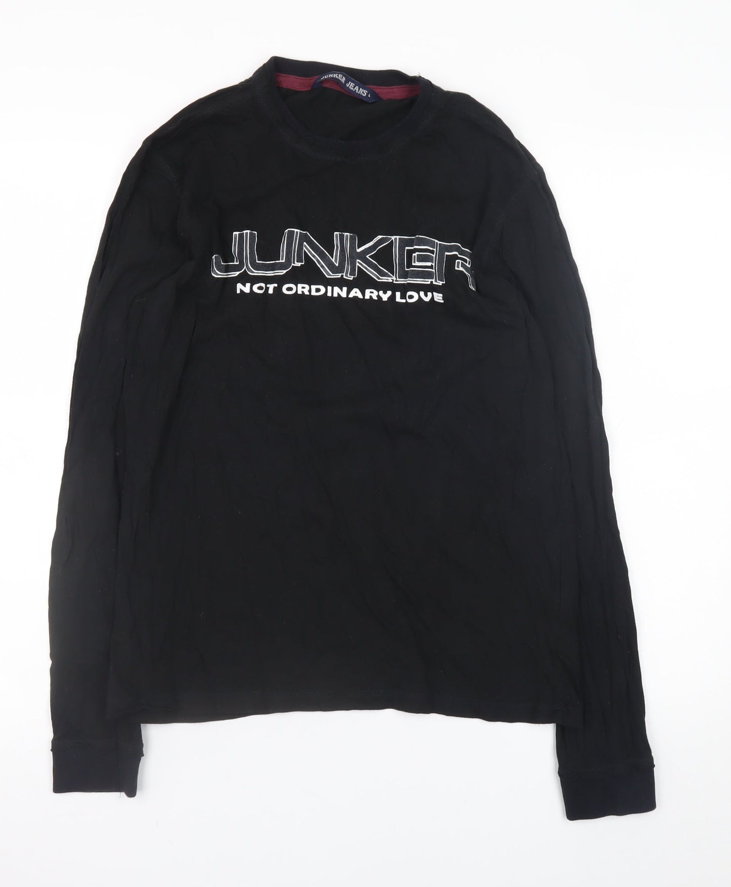 Junker Men's Black Long Sleeve Graphic T-Shirt Size L