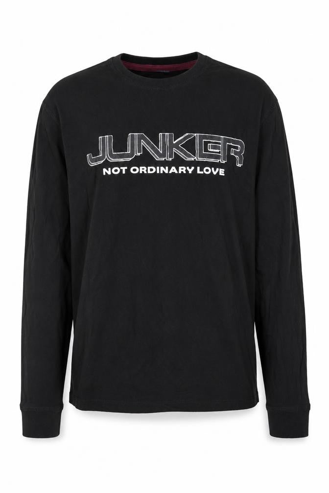 Junker Men's Black Long Sleeve Graphic T-Shirt Size L