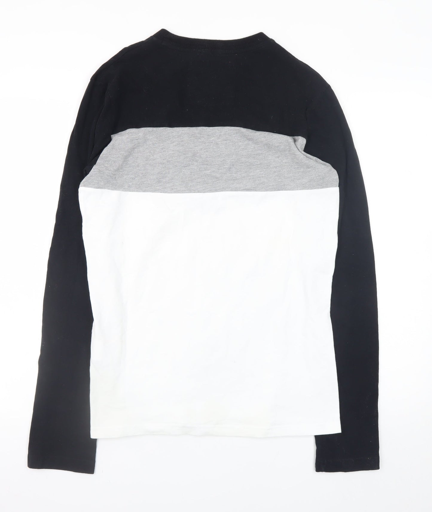 Superdry Men's Black Grey White Long Sleeve Logo T-Shirt Size S