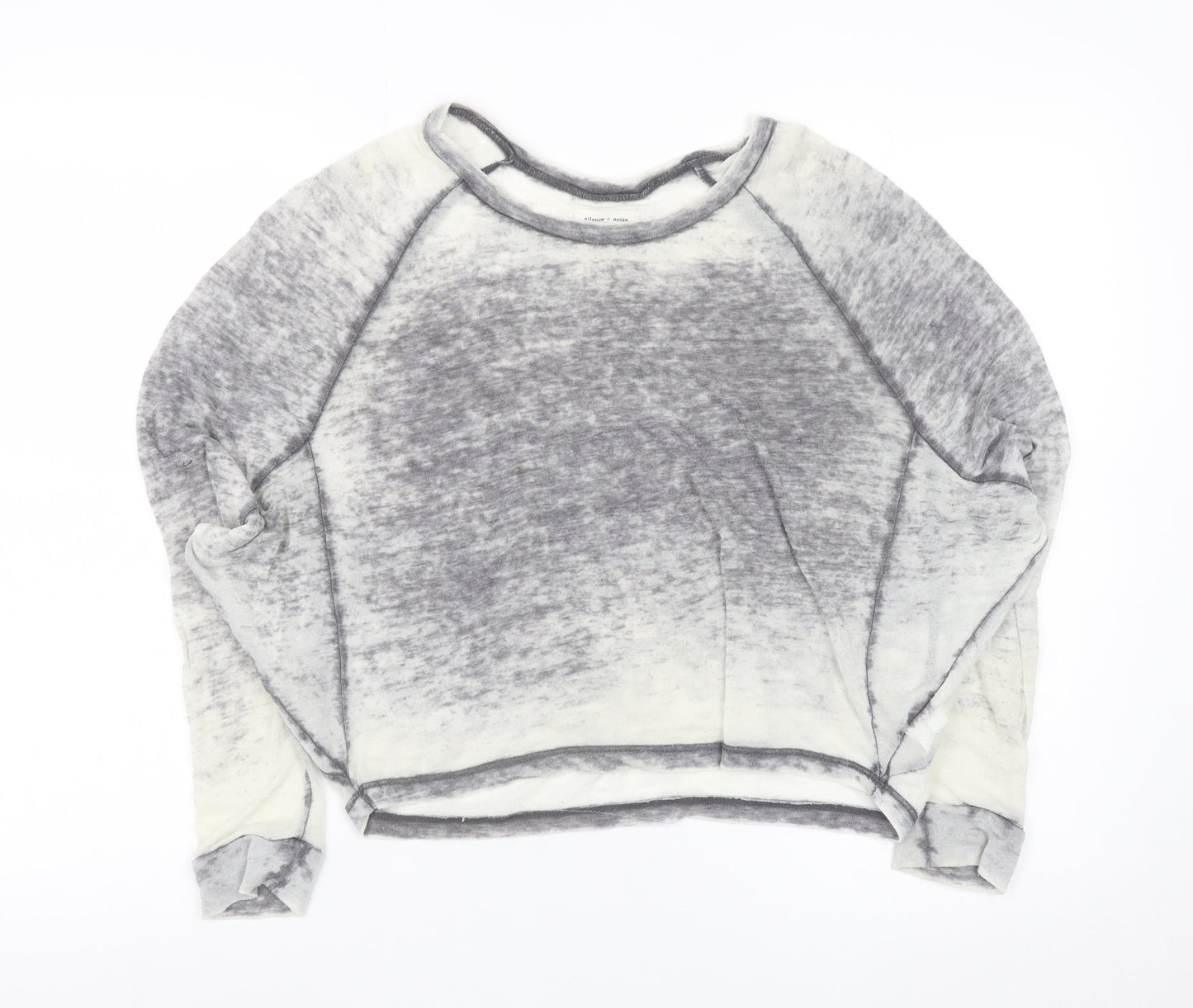 Silence + Noise Women’s Grey Cropped Raglan Long Sleeve Top Size S