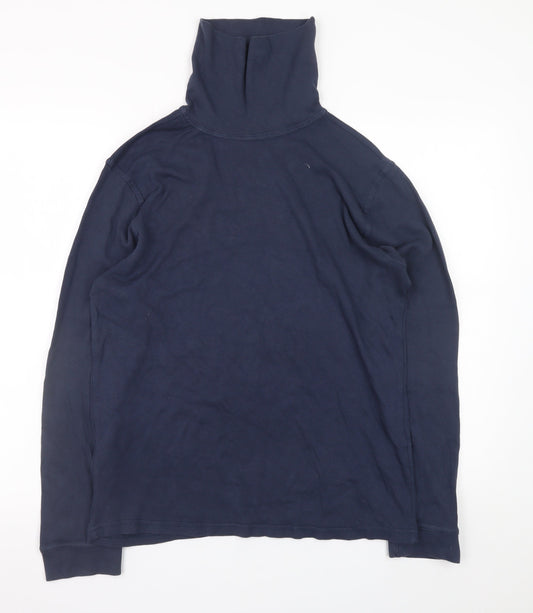 Mountain Warehouse Men's Navy Long Sleeve Roll Neck Cotton T-Shirt Size L