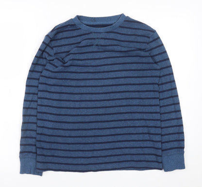 Next Mens Blue Striped Cotton Blend Long Sleeve Pullover Jumper XS