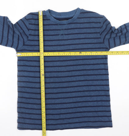 Next Mens Blue Striped Cotton Blend Long Sleeve Pullover Jumper XS