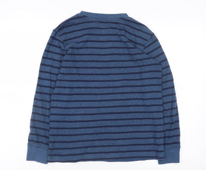 Next Mens Blue Striped Cotton Blend Long Sleeve Pullover Jumper XS