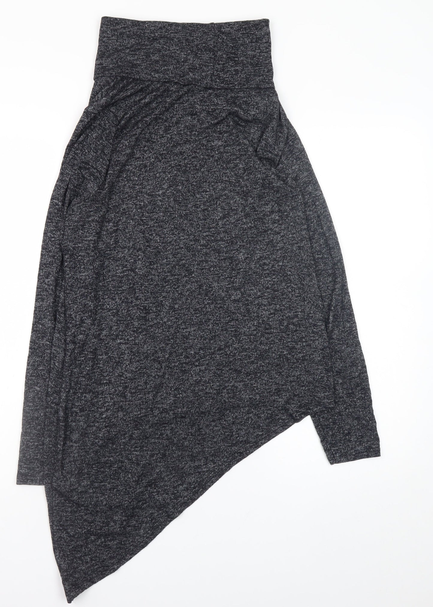 New Look Women’s Grey Roll Neck Asymmetrical Knit Jumper Size 12