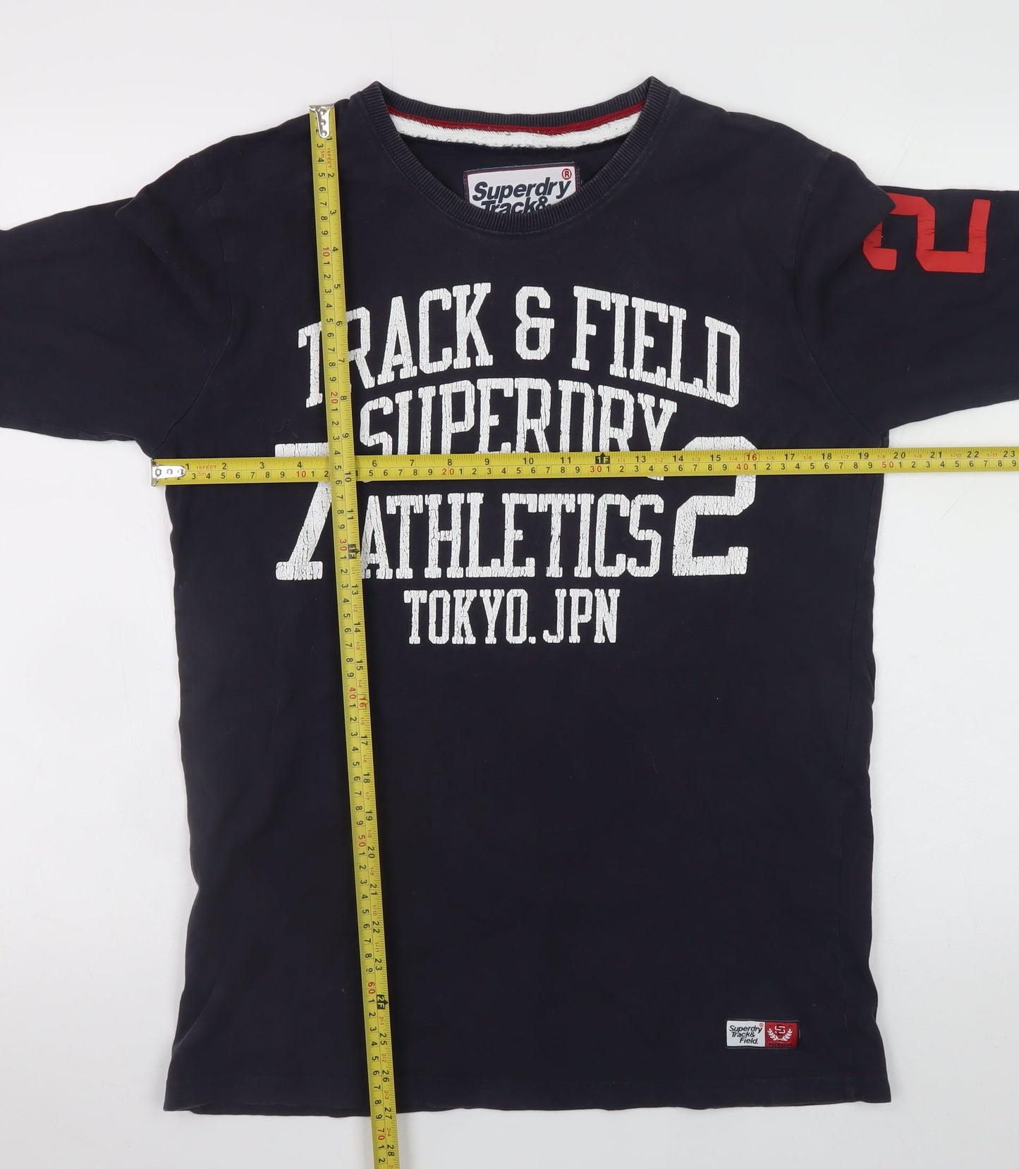 Superdry Men’s Blue Long Sleeve Track & Field Cotton T-Shirt Size M