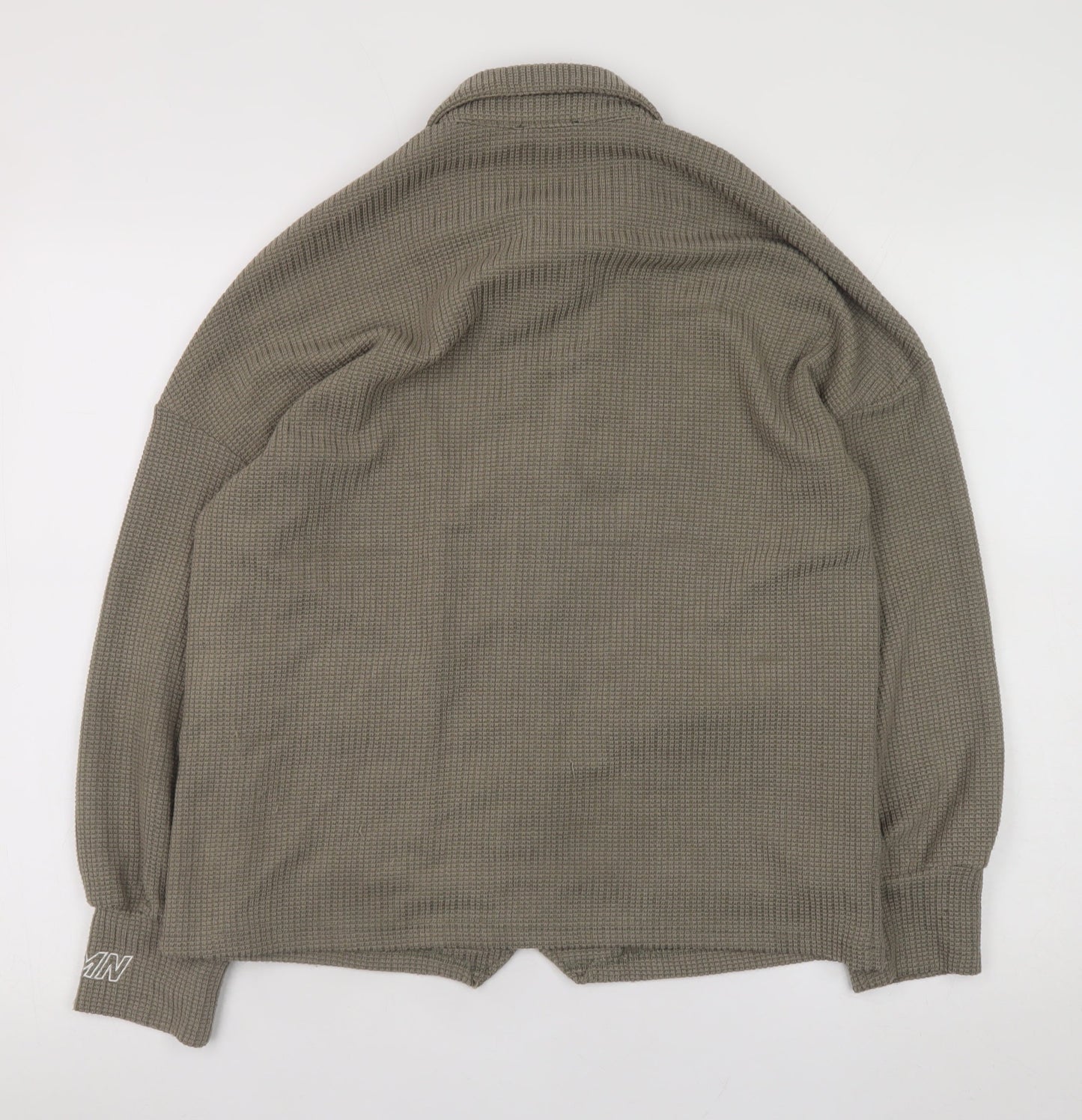 boohoo Men’s Beige Knit Zip Basic Jacket Size S Casual Regular Fit