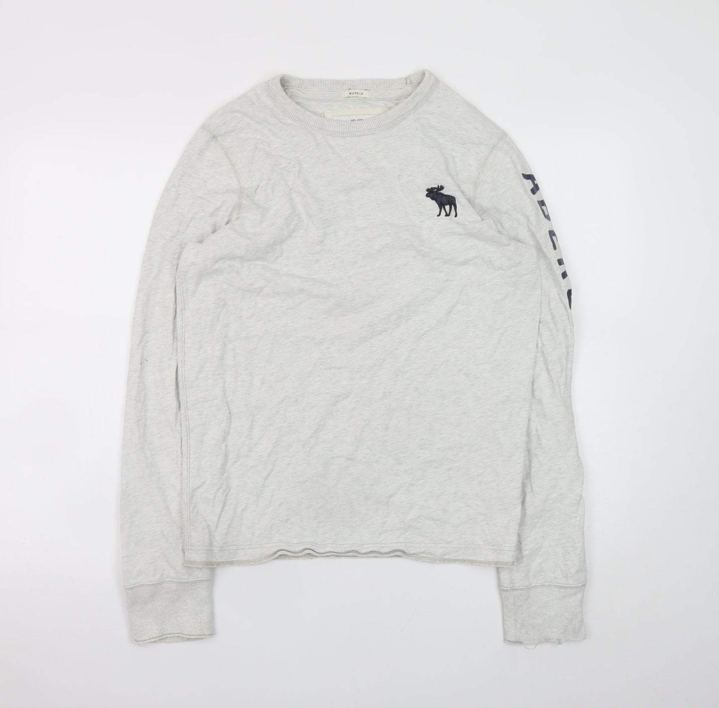 Abercrombie & Fitch Men’s Grey Long Sleeve Crew Neck T-Shirt Size S
