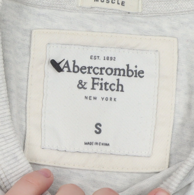 Abercrombie & Fitch Men’s Grey Long Sleeve Crew Neck T-Shirt Size S