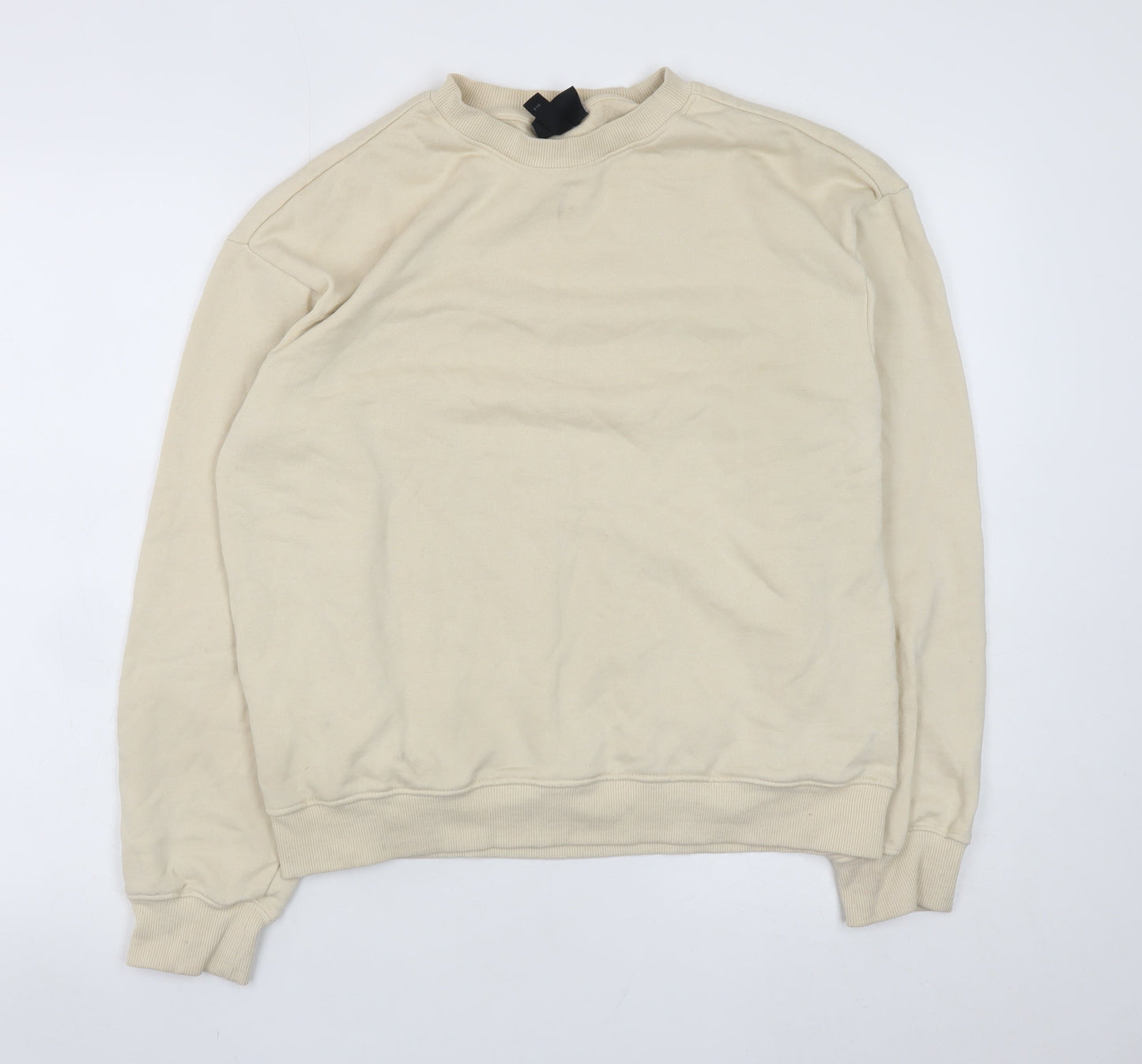 H&M Men's Beige Loose Fit Crew Neck Sweatshirt XS