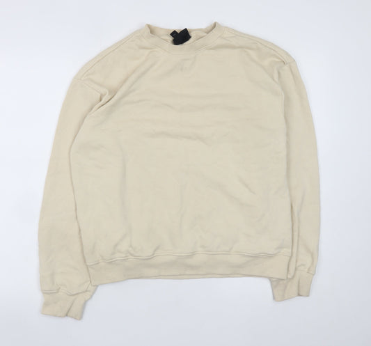 H&M Men's Beige Loose Fit Crew Neck Sweatshirt XS