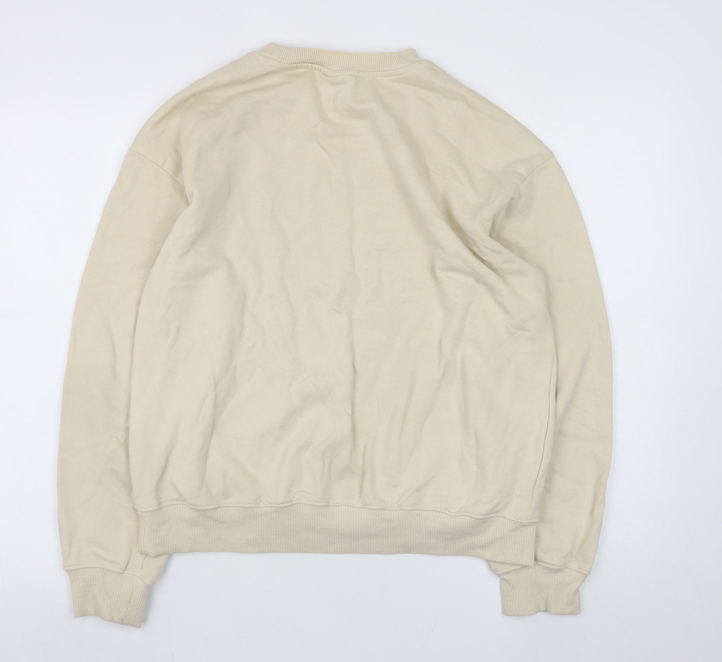 H&M Men's Beige Loose Fit Crew Neck Sweatshirt XS