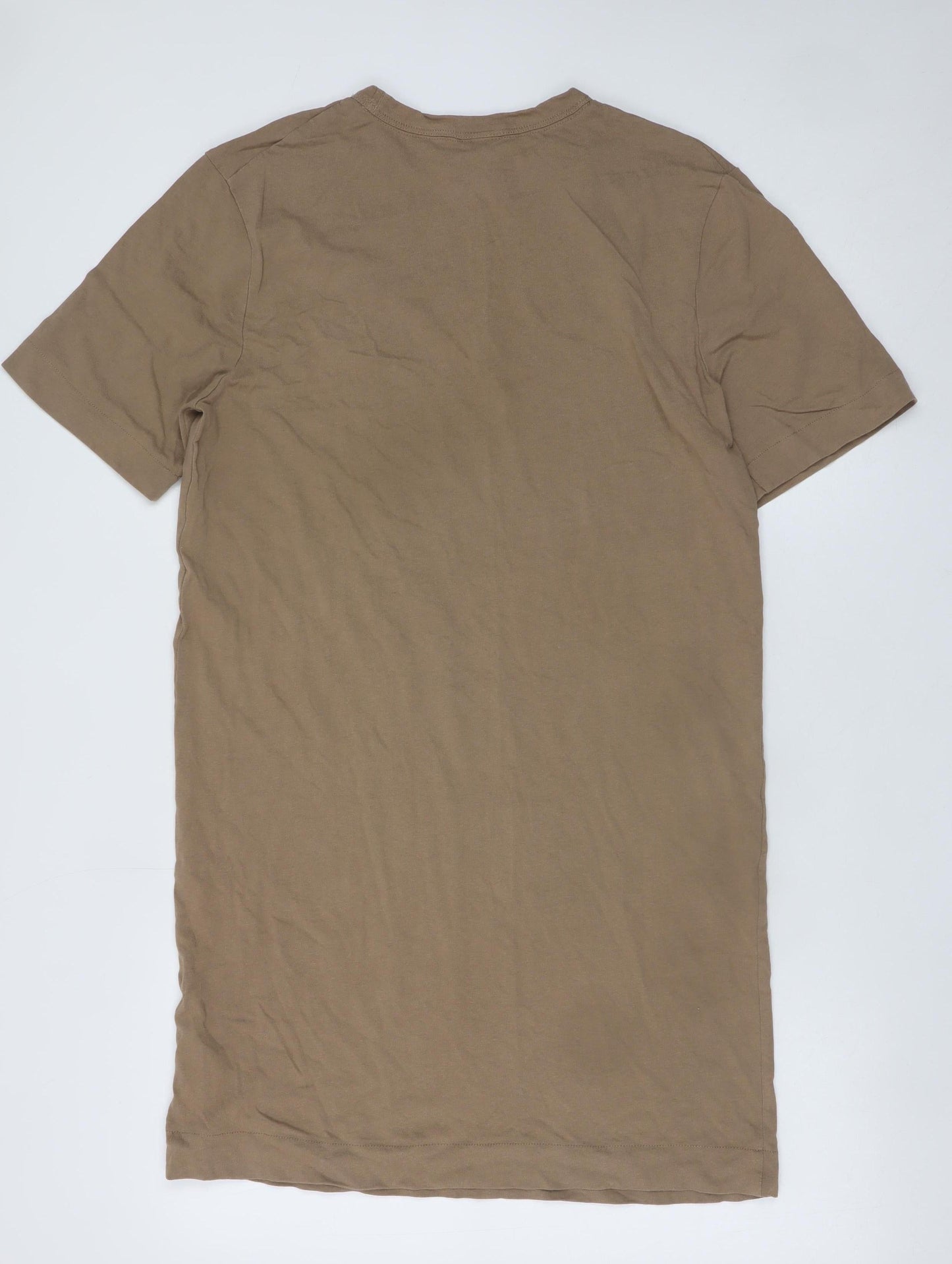 H&M Women Brown T-Shirt Dress Size S Casual Cotton Summer