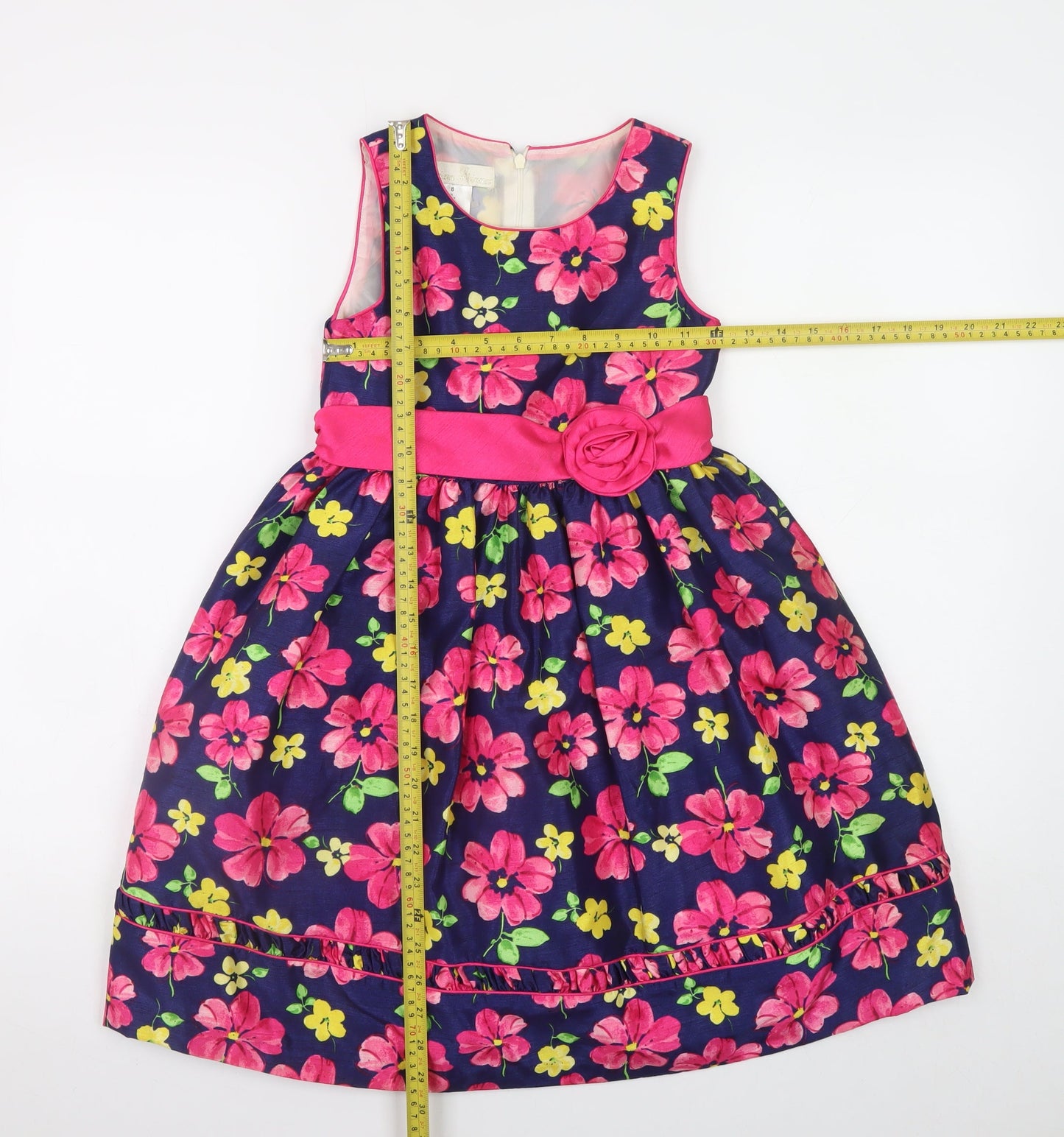 American Princess Girls Multicoloured Floral Fit & Flare Dress Size 12 Years