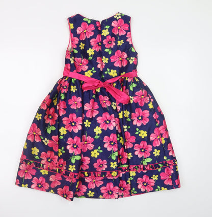 American Princess Girls Multicoloured Floral Fit & Flare Dress Size 12 Years