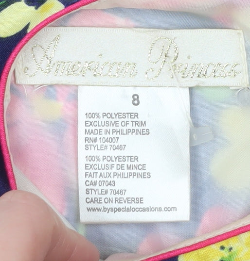 American Princess Girls Multicoloured Floral Fit & Flare Dress Size 12 Years