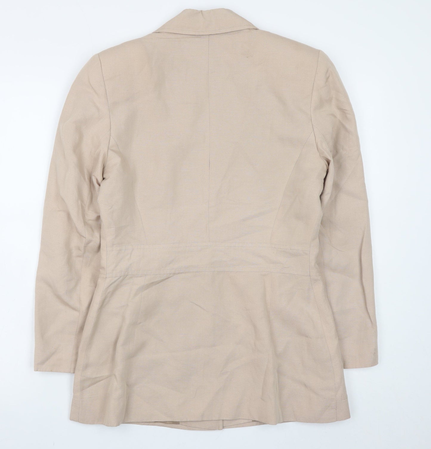 BHS Women Beige Size 10 Classic Linen Blend Blazer Jacket