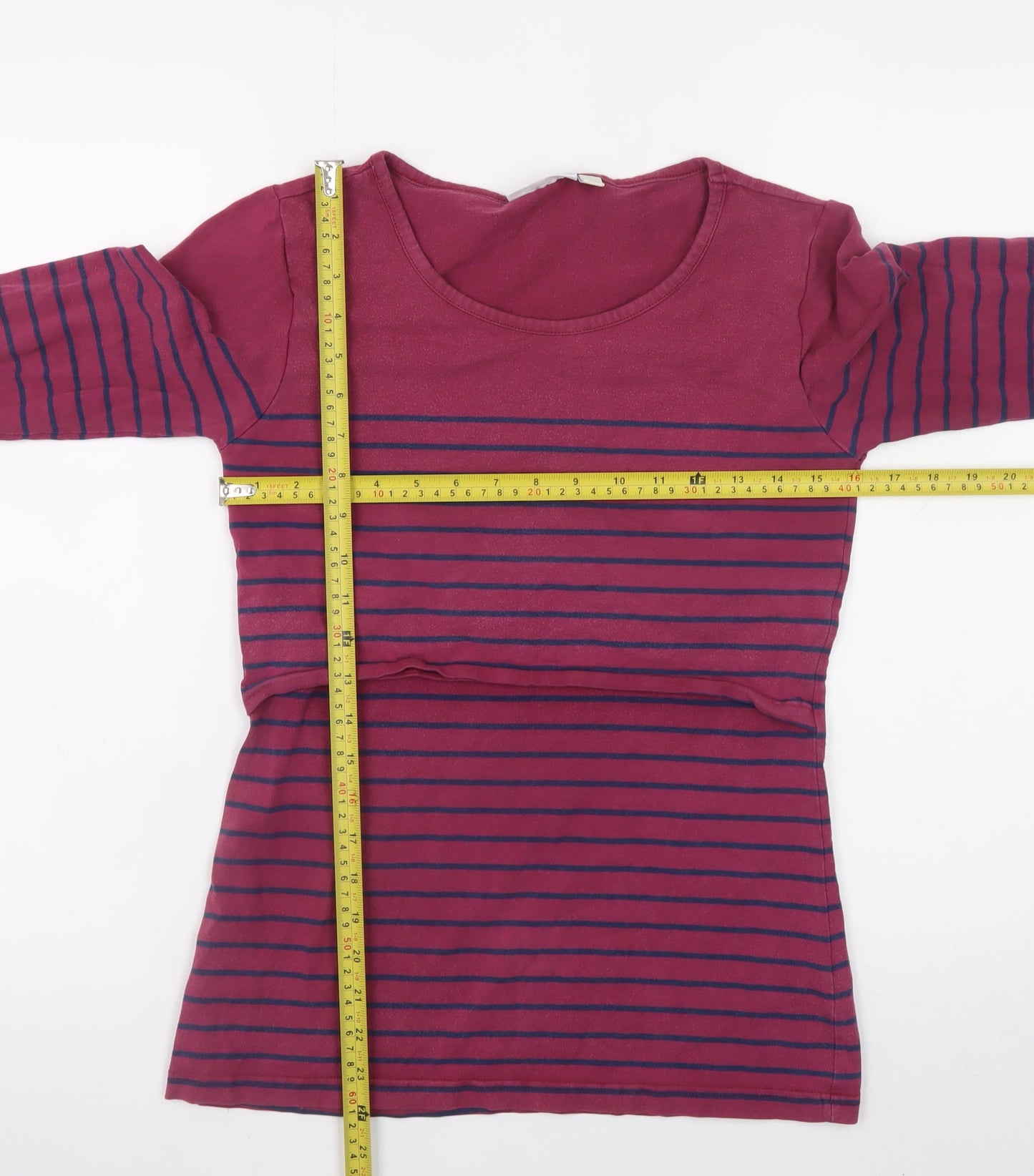 JoJo Maman Bébé Women's Pink Striped Long Sleeve Maternity T-Shirt Size S