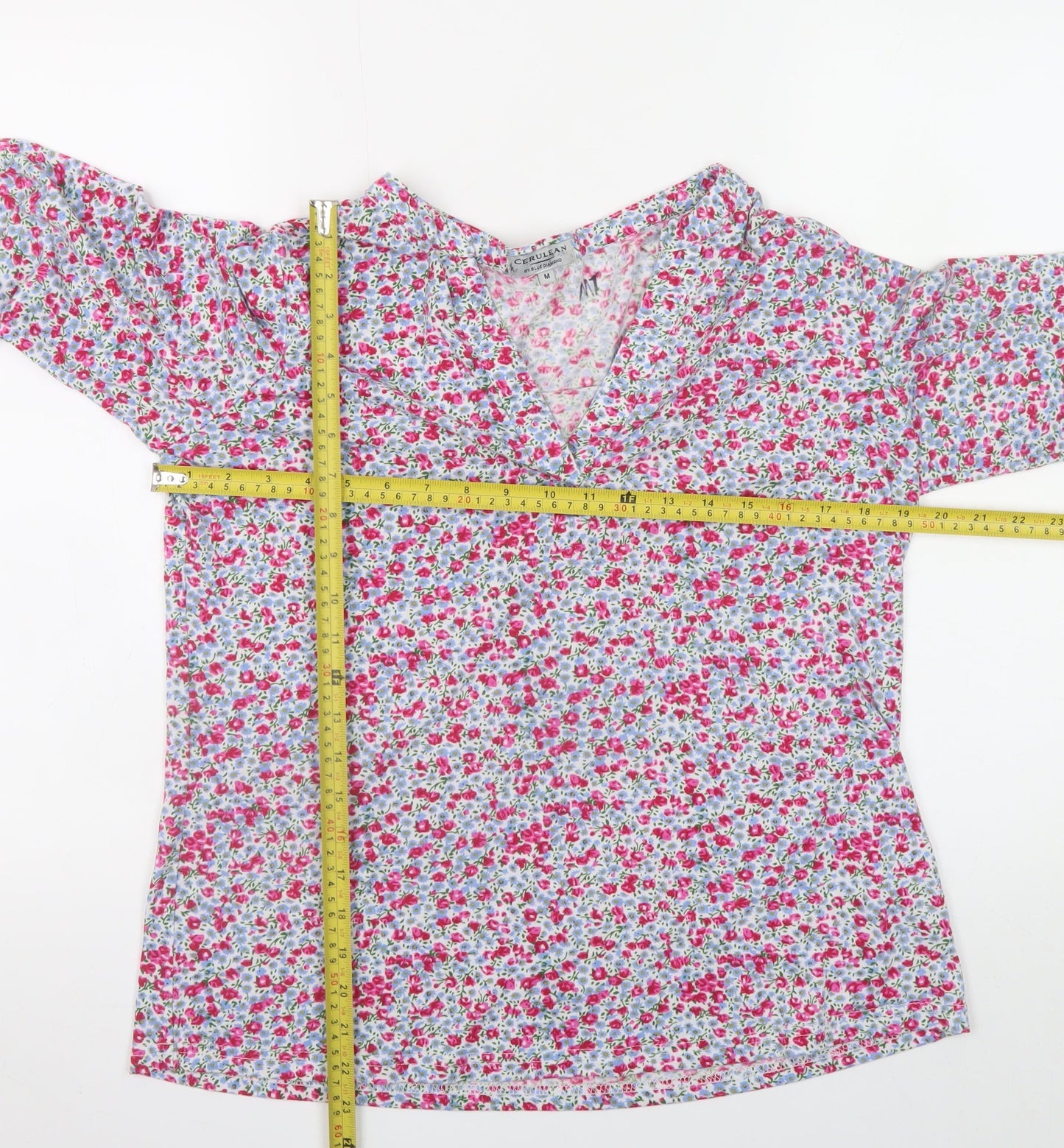 Cerulean by Blue Diamond Womens Floral Cotton Tunic Blouse M Multicoloured