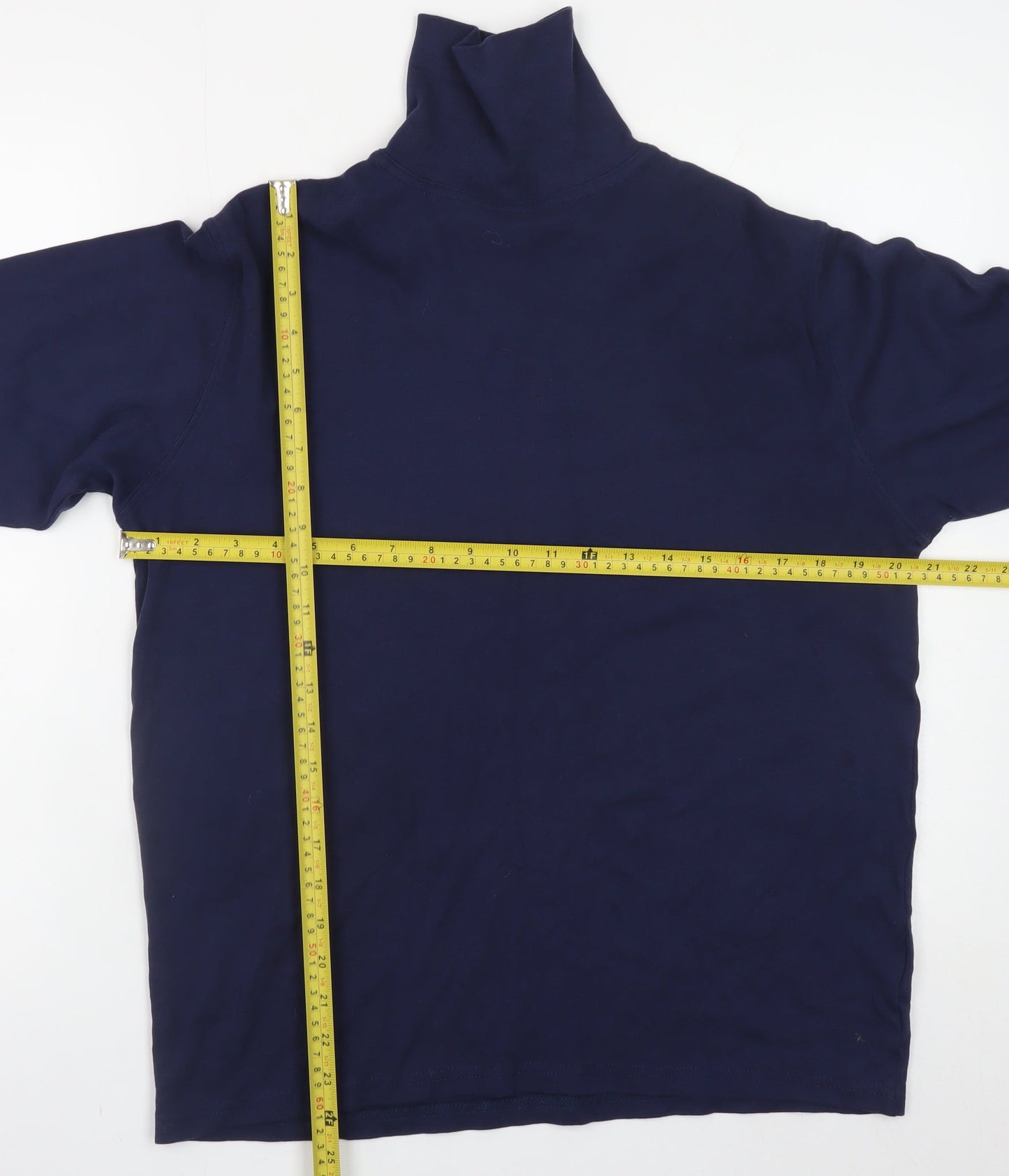 James Pringle Men's Blue Cotton Roll Neck Long Sleeve T-Shirt Size M