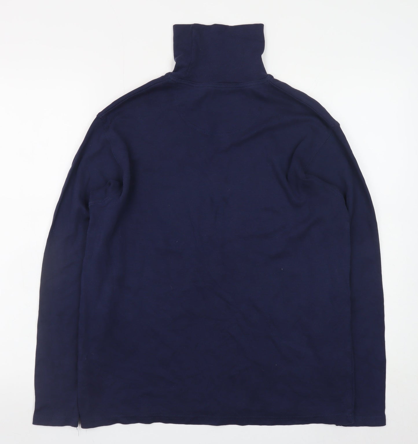 James Pringle Men's Blue Cotton Roll Neck Long Sleeve T-Shirt Size M