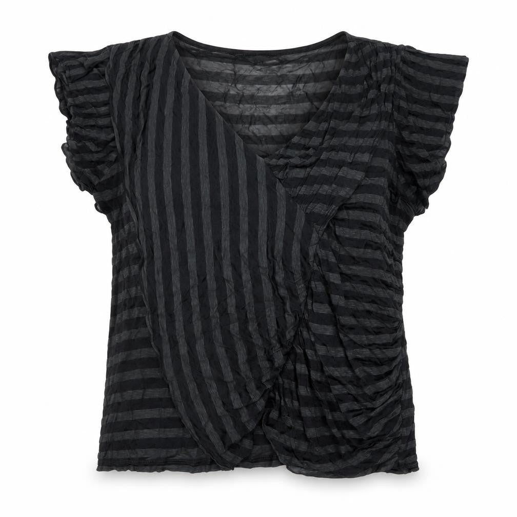 Marks & Spencer Per Una Speziale Black Stripe Wrap Blouse Women's Size 18