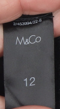 M&Co Women’s Grey Black Colour Block Mock Neck Long Sleeve Jumper Size 12