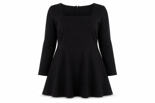 ASOS Women Black Size 14 Skater Dress Long Sleeve Square Neck