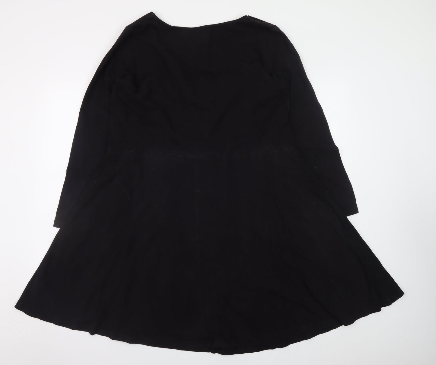 ASOS Women Black Size 14 Skater Dress Long Sleeve Square Neck