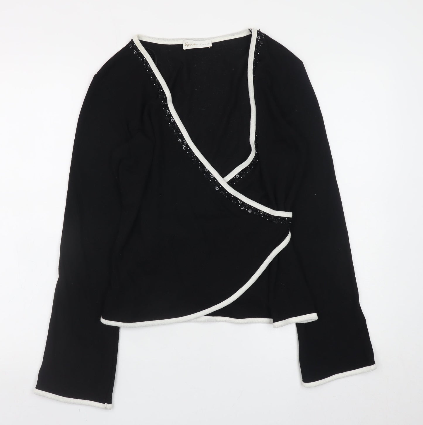 George Women’s Black Wrap V-Neck Long Sleeve Jumper Size 14