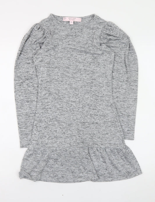 Miss Selfridge Petites Grey Bodycon Ruffle Knit Dress UK 4