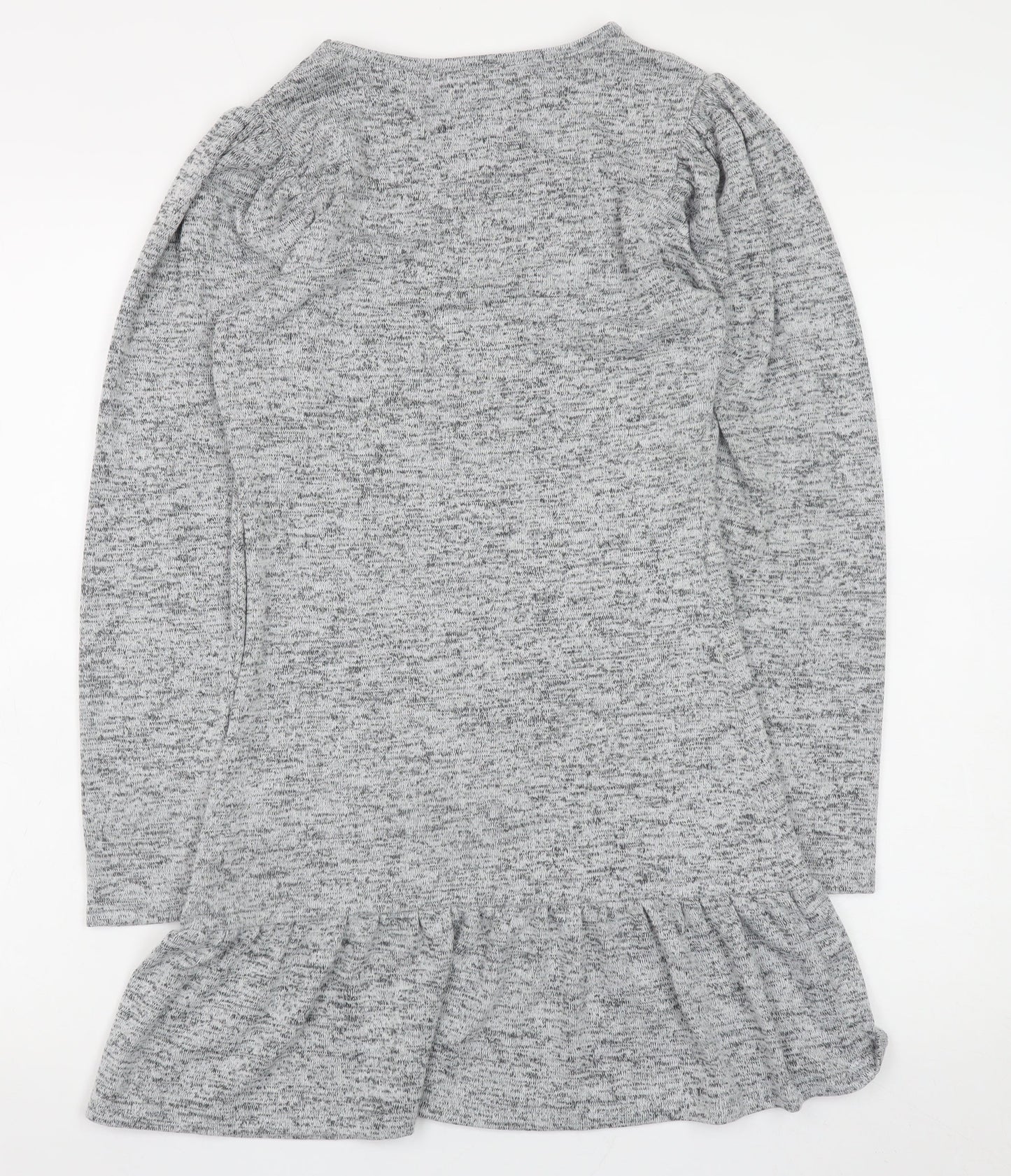 Miss Selfridge Petites Grey Bodycon Ruffle Knit Dress UK 4
