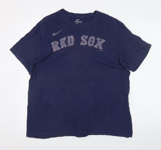 Nike Men's Blue Red Sox Graphic T-Shirt L Regular Fit Sports Tee