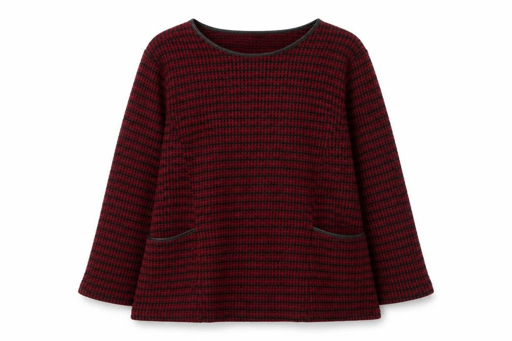 Luca Vanucci Women Red Knit Tunic Blouse Size L Long Sleeve
