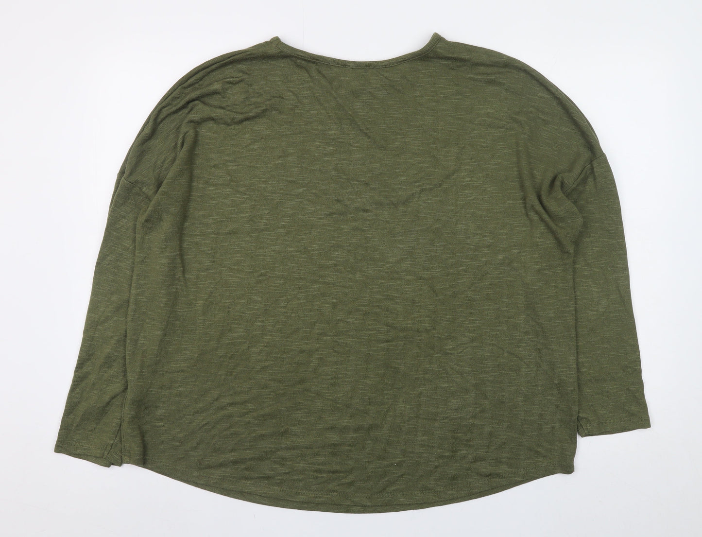 Papaya Women Green Long Sleeve Basic Jersey T-Shirt L