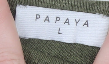 Papaya Women Green Long Sleeve Basic Jersey T-Shirt L