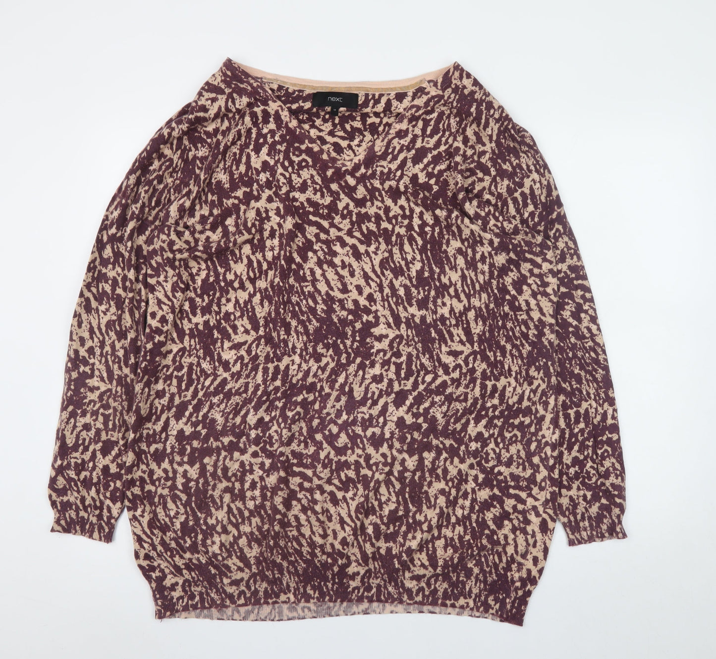 Next Womens Multicoloured Animal Print Cotton Blend Pullover Jumper Size 18