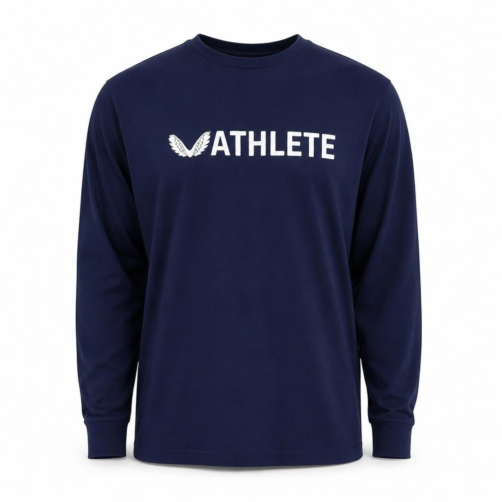 Castore Men's Navy Long Sleeve Athletic Crew Neck T-Shirt Size L