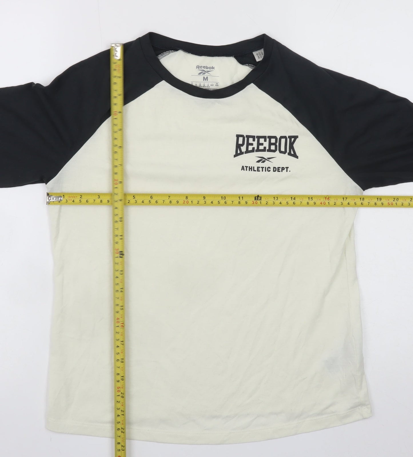Reebok Men's White Black Long Sleeve Sports T-Shirt Size M Regular Fit